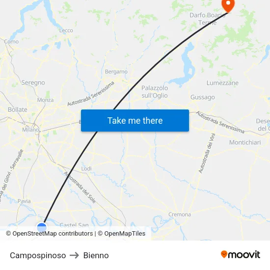 Campospinoso to Bienno map