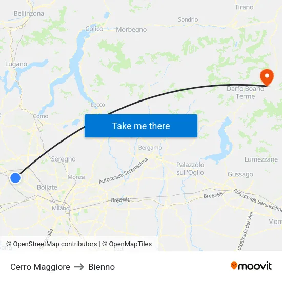 Cerro Maggiore to Bienno map