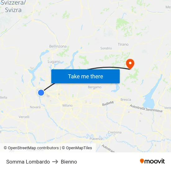 Somma Lombardo to Bienno map