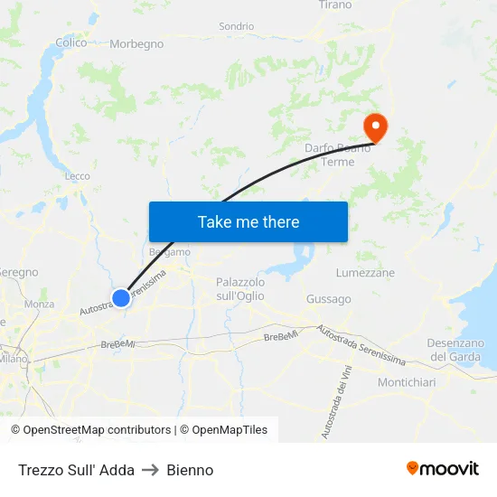 Trezzo Sull' Adda to Bienno map