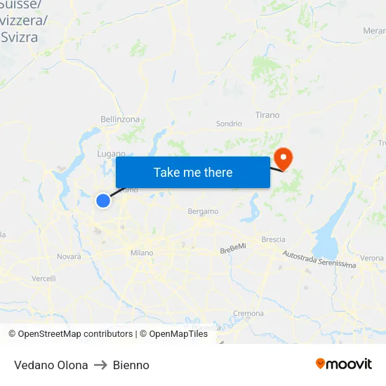 Vedano Olona to Bienno map