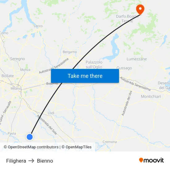 Filighera to Bienno map