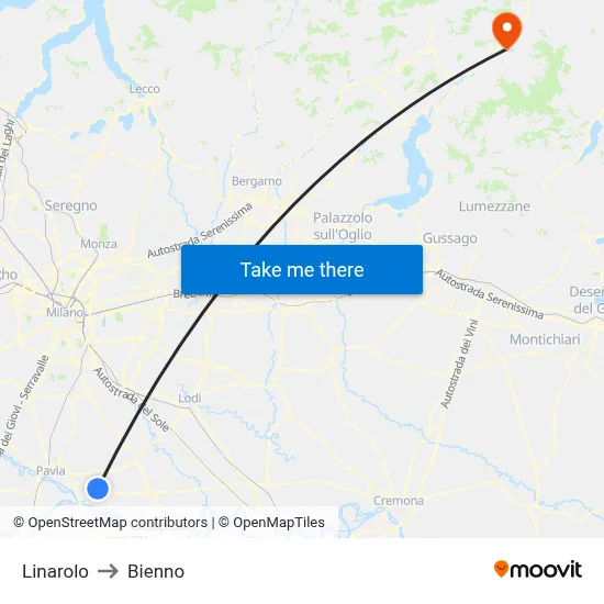 Linarolo to Bienno map
