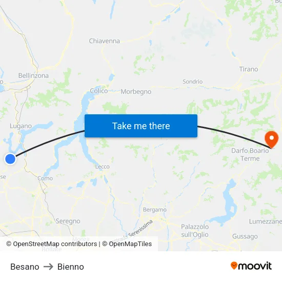 Besano to Bienno map