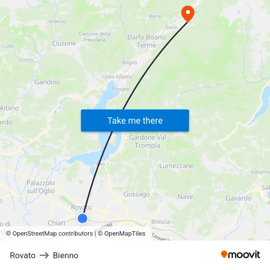 Rovato to Bienno map