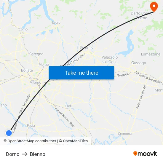 Dorno to Bienno map