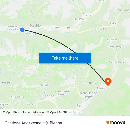 Castione Andevenno to Bienno map