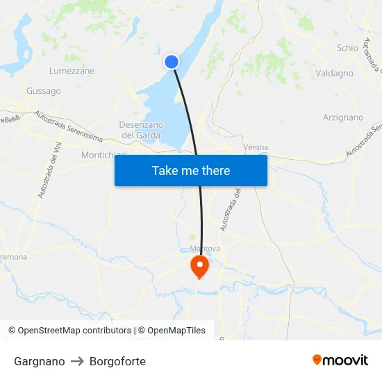 Gargnano to Borgoforte map