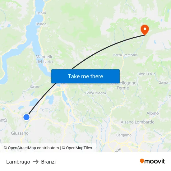 Lambrugo to Branzi map