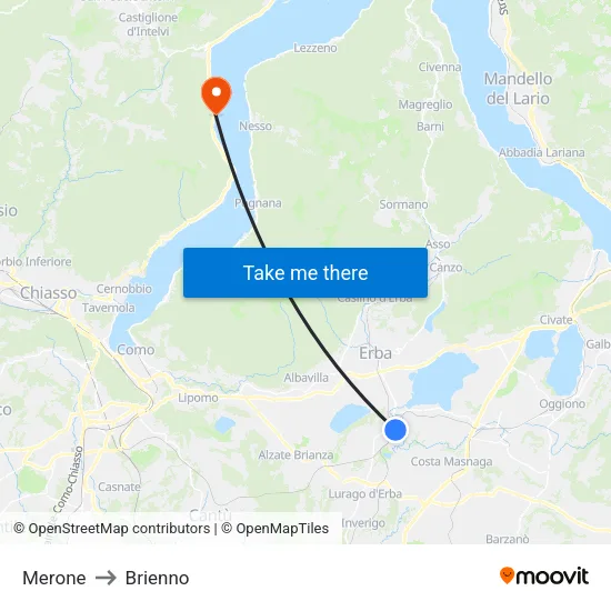 Merone to Brienno map