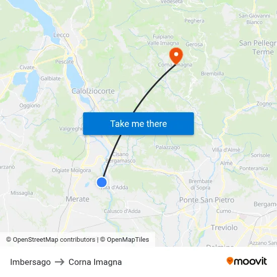 Imbersago to Corna Imagna map