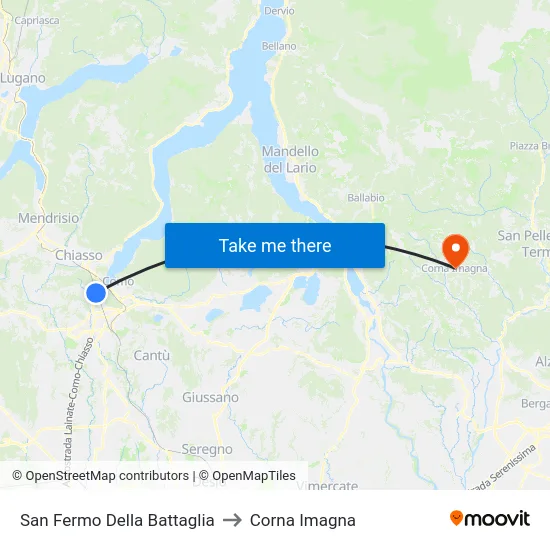 San Fermo Della Battaglia to Corna Imagna map