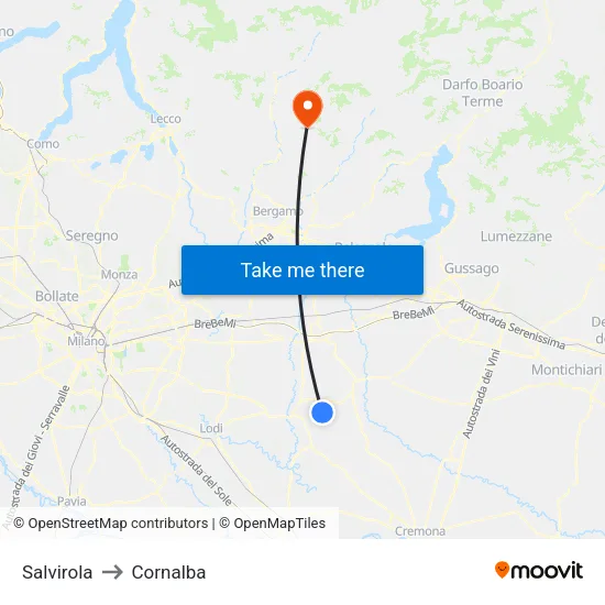 Salvirola to Cornalba map