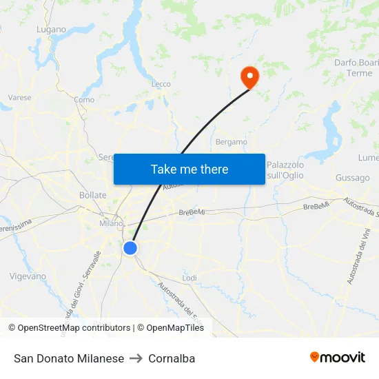 San Donato Milanese to Cornalba map