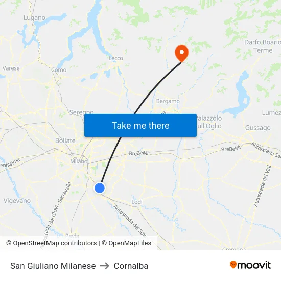 San Giuliano Milanese to Cornalba map
