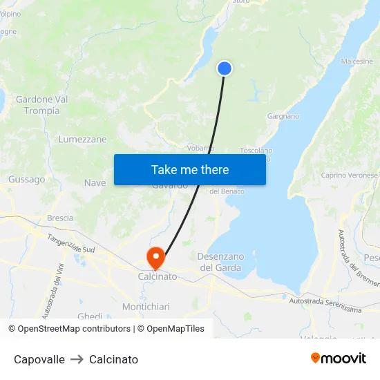 Capovalle to Calcinato map