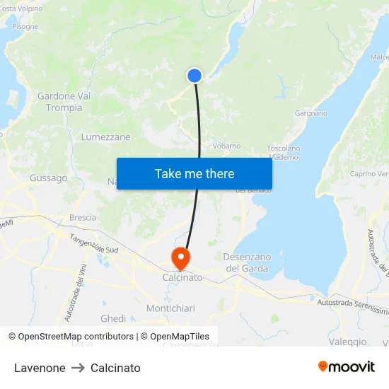Lavenone to Calcinato map