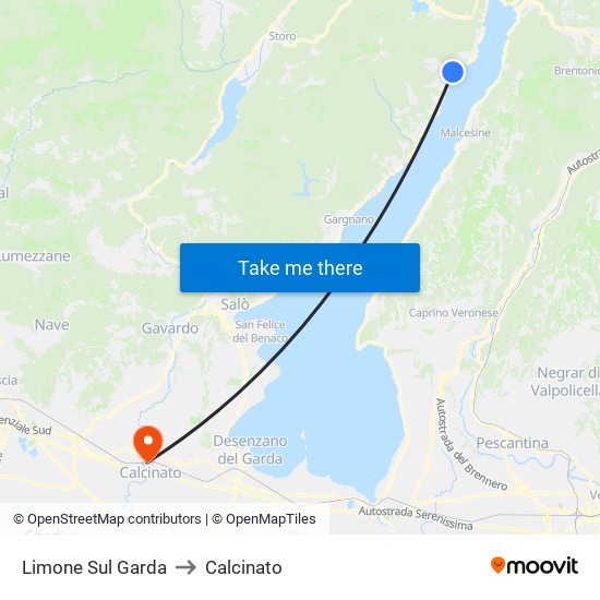 Limone Sul Garda to Calcinato map