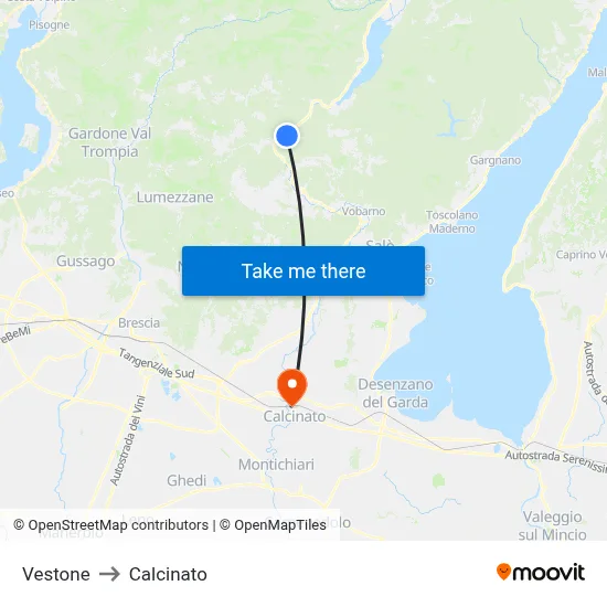 Vestone to Calcinato map