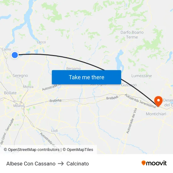 Albese Con Cassano to Calcinato map