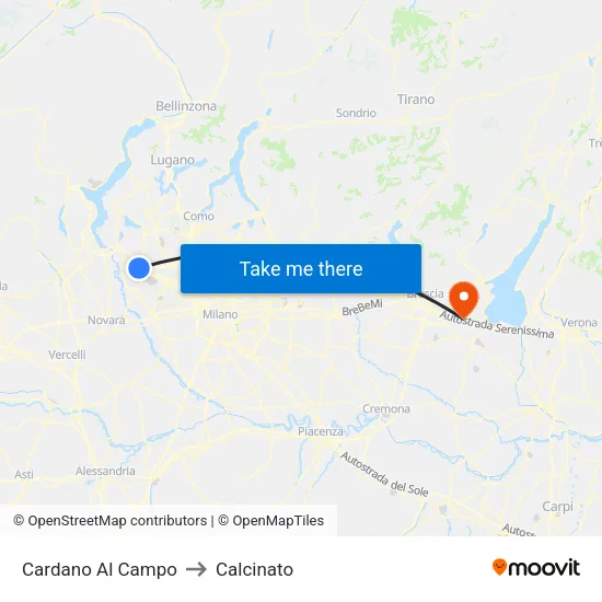 Cardano al Campo to Calcinato map