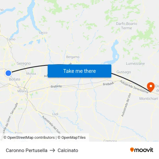Caronno Pertusella to Calcinato map