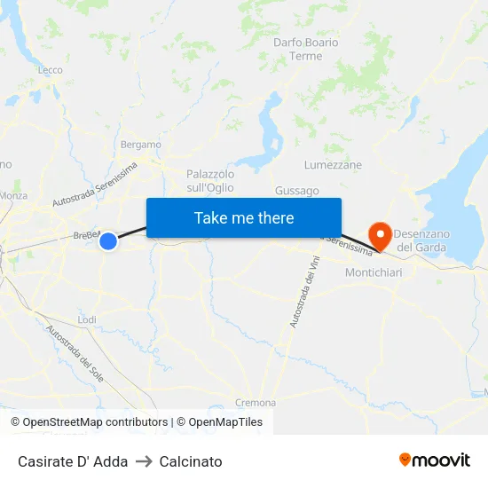 Casirate D' Adda to Calcinato map