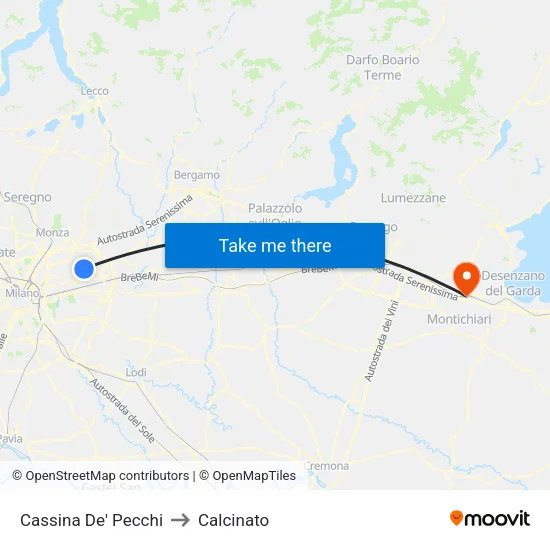 Cassina De' Pecchi to Calcinato map