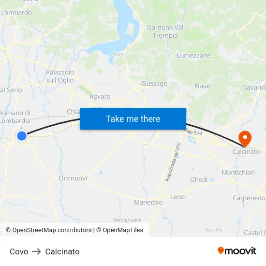 Covo to Calcinato map