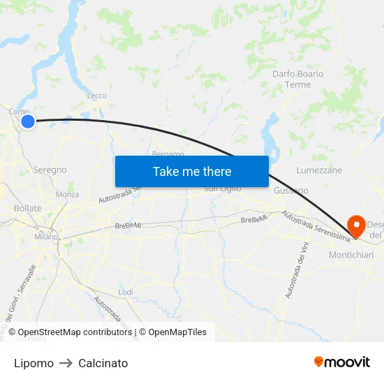 Lipomo to Calcinato map