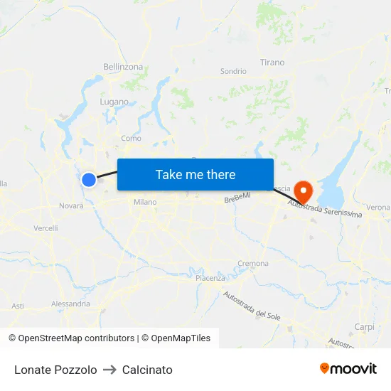 Lonate Pozzolo to Calcinato map