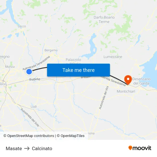 Masate to Calcinato map