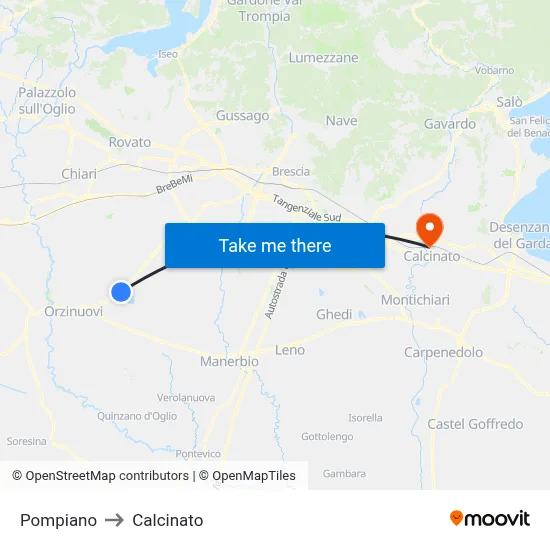 Pompiano to Calcinato map