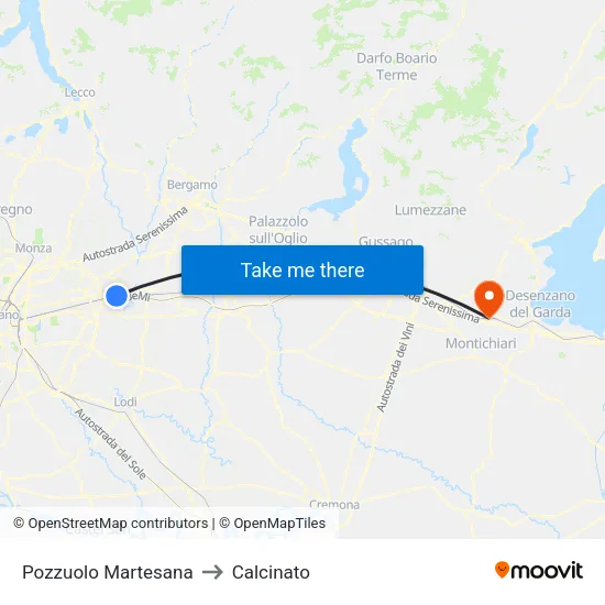 Pozzuolo Martesana to Calcinato map