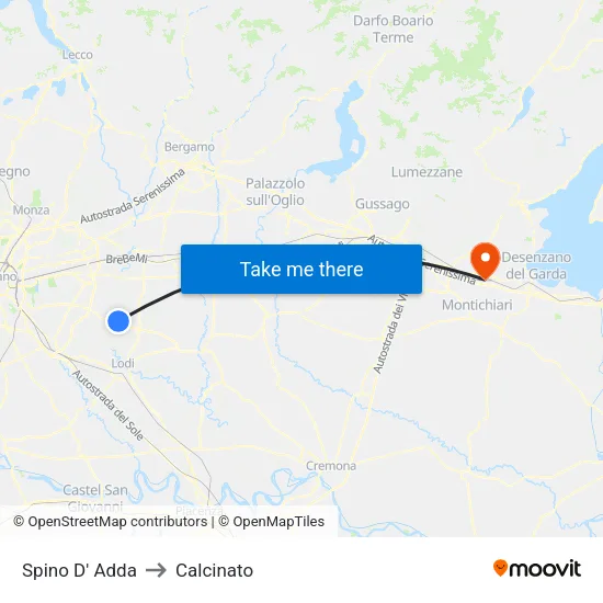 Spino D' Adda to Calcinato map