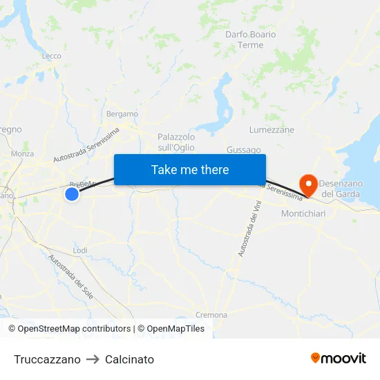 Truccazzano to Calcinato map