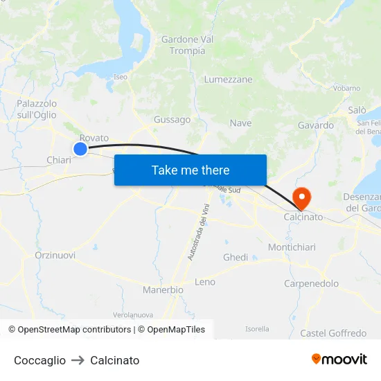 Coccaglio to Calcinato map