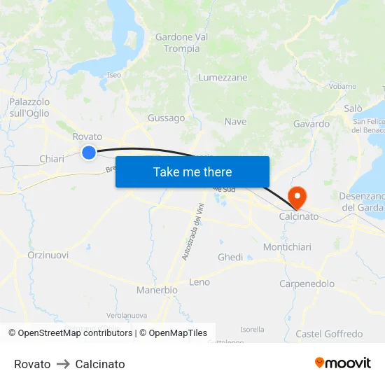 Rovato to Calcinato map