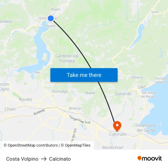 Costa Volpino to Calcinato map