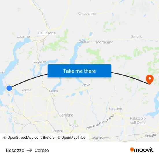 Besozzo to Cerete map