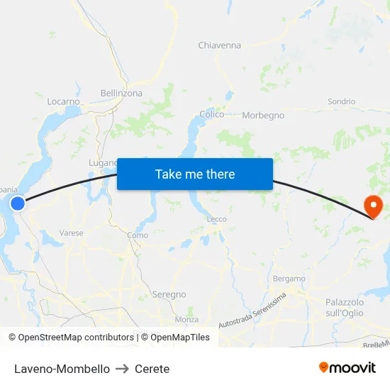 Laveno-Mombello to Cerete map