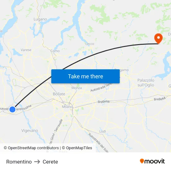 Romentino to Cerete map