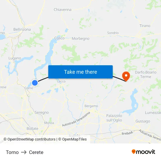 Torno to Cerete map