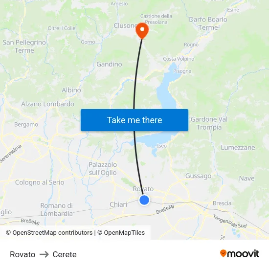 Rovato to Cerete map