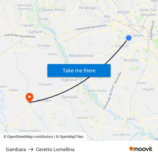 Gambara to Ceretto Lomellina map