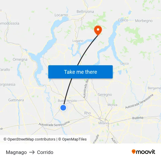 Magnago to Corrido map