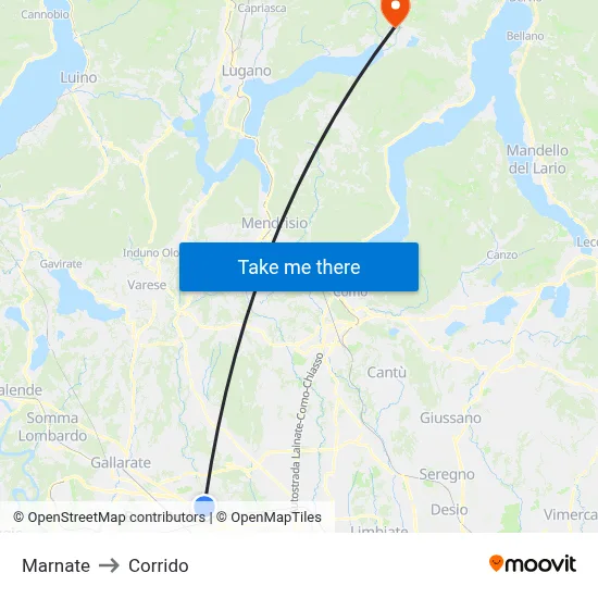 Marnate to Corrido map