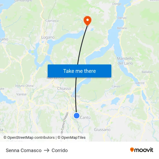 Senna Comasco to Corrido map
