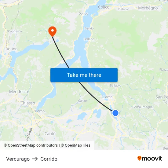 Vercurago to Corrido map