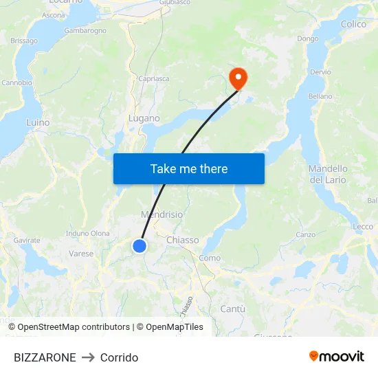 Bizzarone to Corrido map